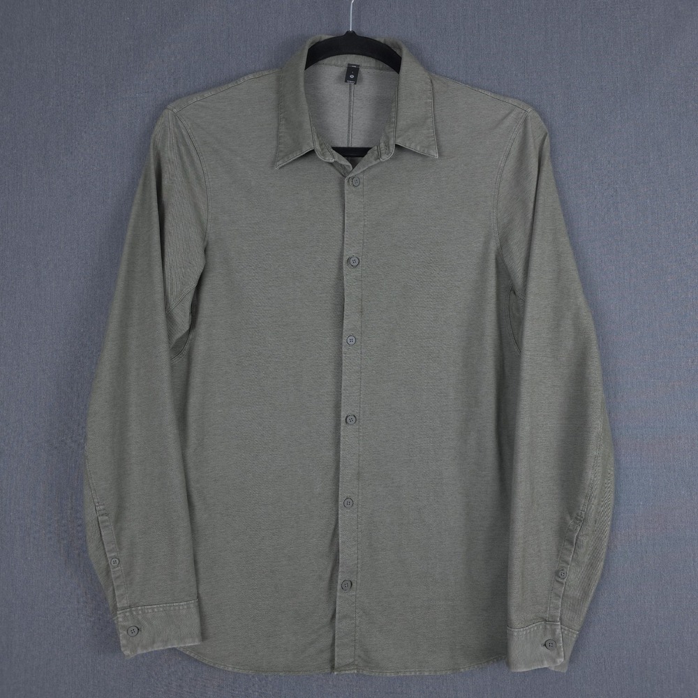 Lululemon Commission Shirt Mens Large Green Long Sleeve Commuter Performance